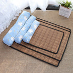 Breathable Rattan-Weave Pet Mat with Pillow – 5 Colors, 3 Sizes