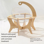 Wooden Space Capsule Cat Bed with Clear Bubble