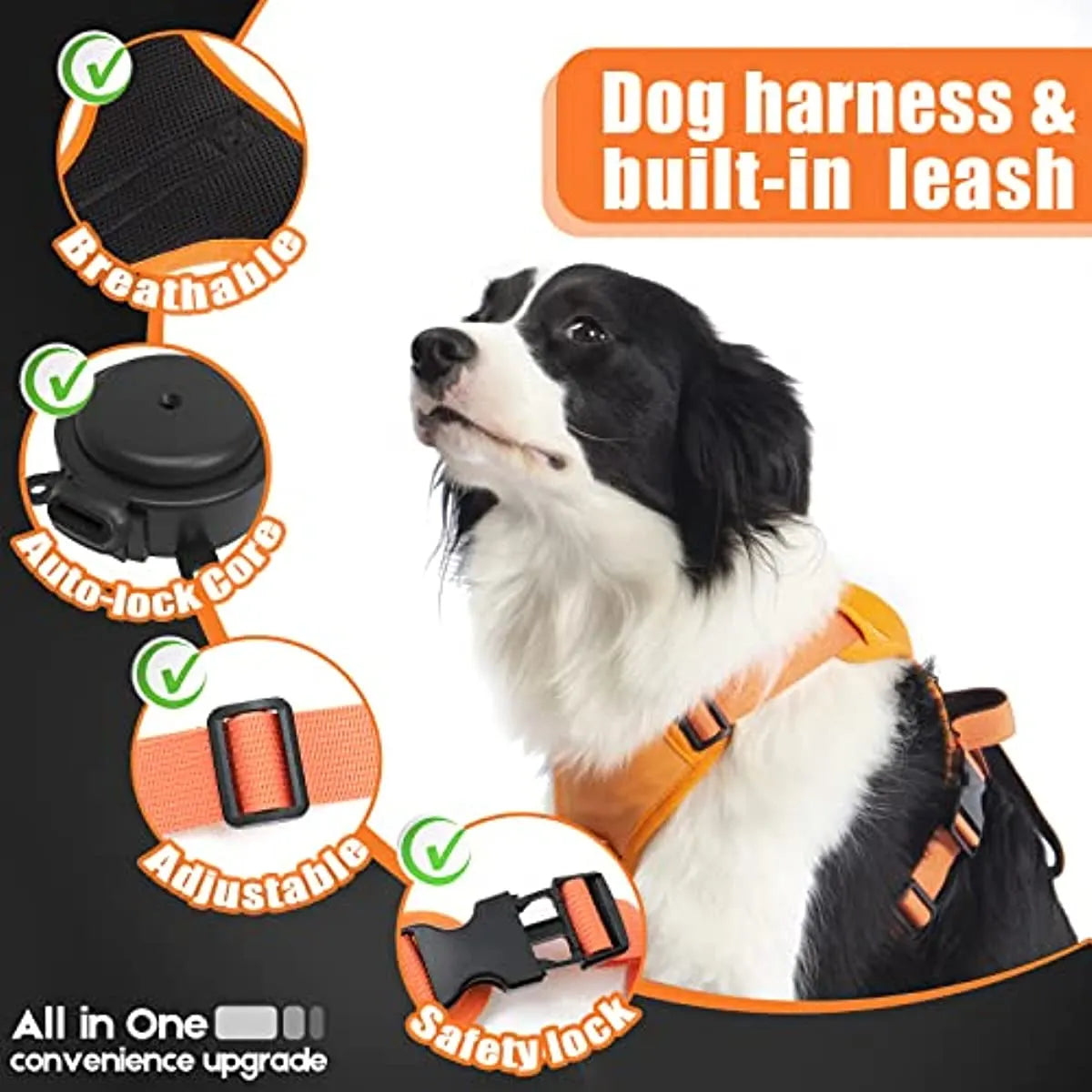 Dog Harness with Built-In Retractable Leash – 3 Colors