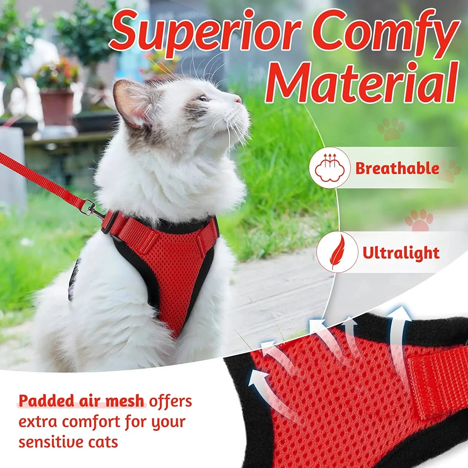 Adjustable Cat Harness Vest for Walking