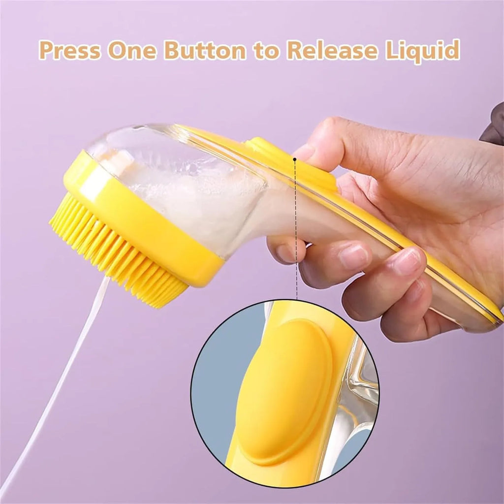 Long-Handle Pet Bath Brush with Shampoo Reservoir – 4 Colors