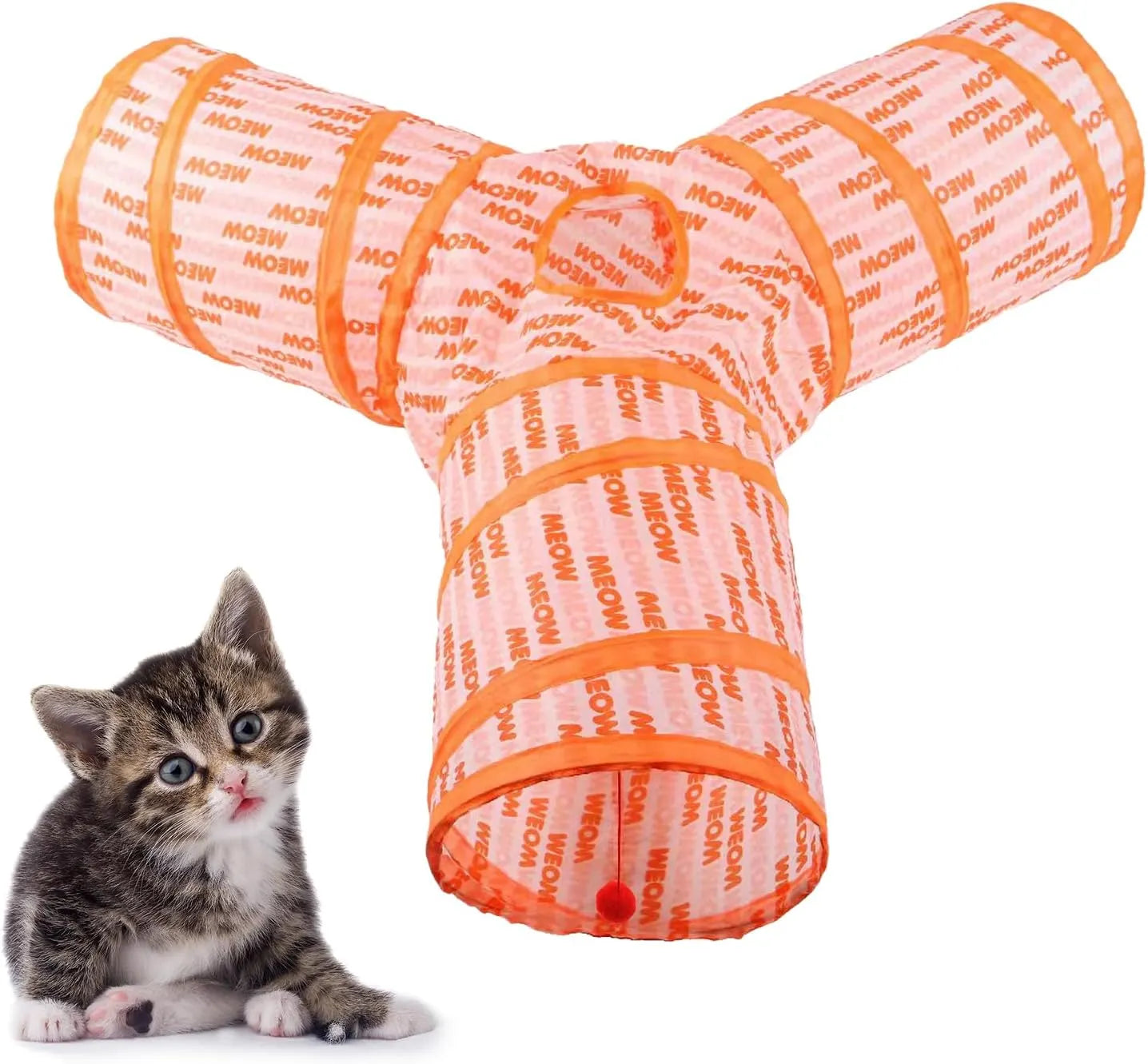 3-Way Collapsible Cat Tunnel with Play Ball – 7 Styles