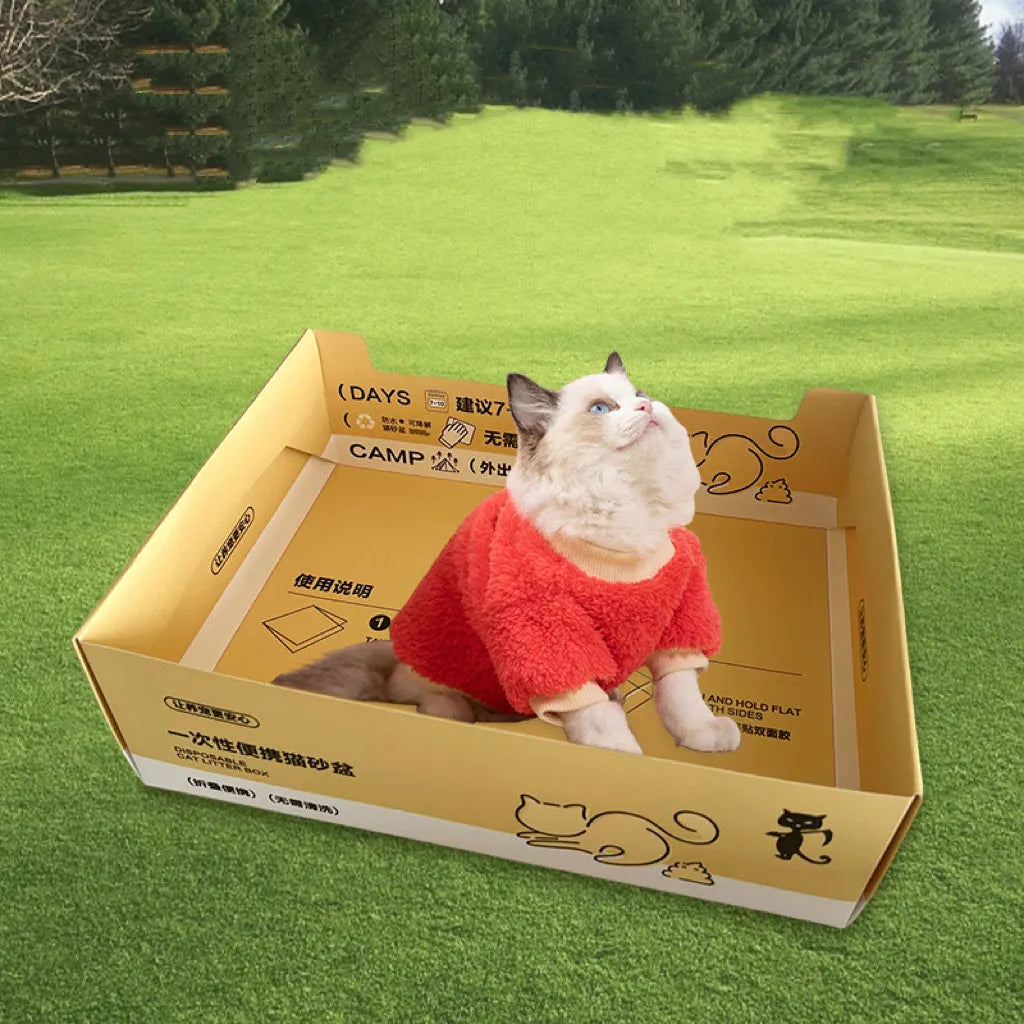 Disposable Cardboard Travel Cat Litter Box