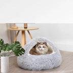 Hooded Round Calming Cave Bed for Cats & Dogs