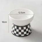 Geometric Pattern Raised Ceramic Cat Bowl – 9 Designs