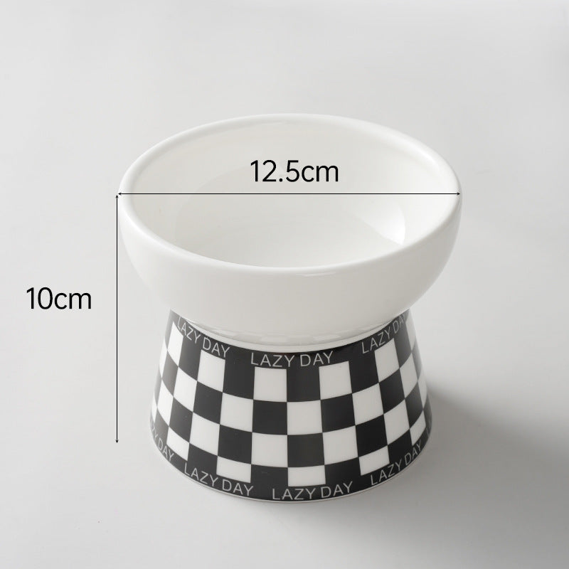 Geometric Pattern Raised Ceramic Cat Bowl – 9 Designs