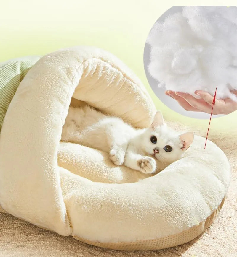 Plush Cave Pet Bed for Cats & Small Dogs – 2 Styles, 5 Sizes