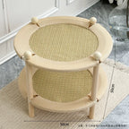 2-Tier Wooden Cat Scratcher Bed with Sisal Mat & Play Ball