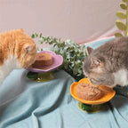 Flower-Shaped Raised Ceramic Cat Bowl – 150 ml
