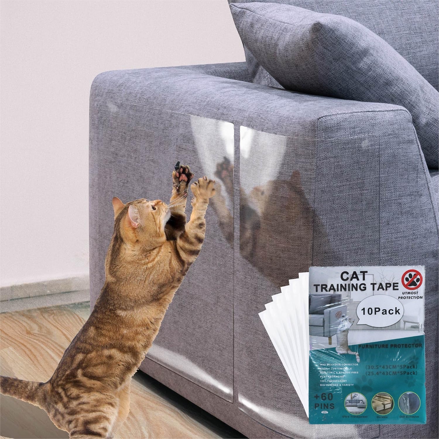 Transparent Cat Scratch Deterrent Furniture Film – 10, 20, or 30 Pieces