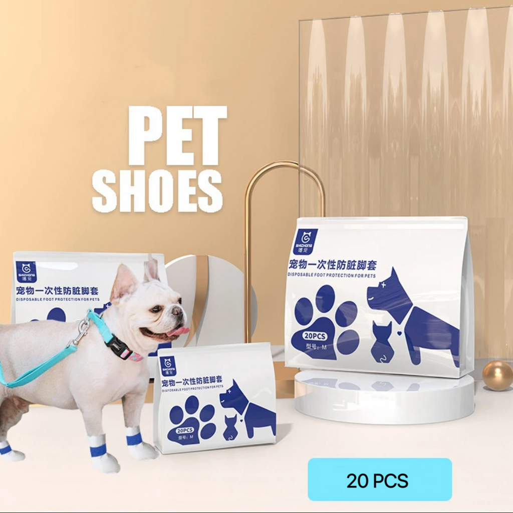 Disposable Pet Paw Covers – 20 Pack, 2 Styles, 3 Sizes
