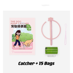 Long-Handle Dog Waste Catcher with Drawstring Bags