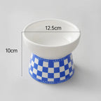 Geometric Pattern Raised Ceramic Cat Bowl – 9 Designs