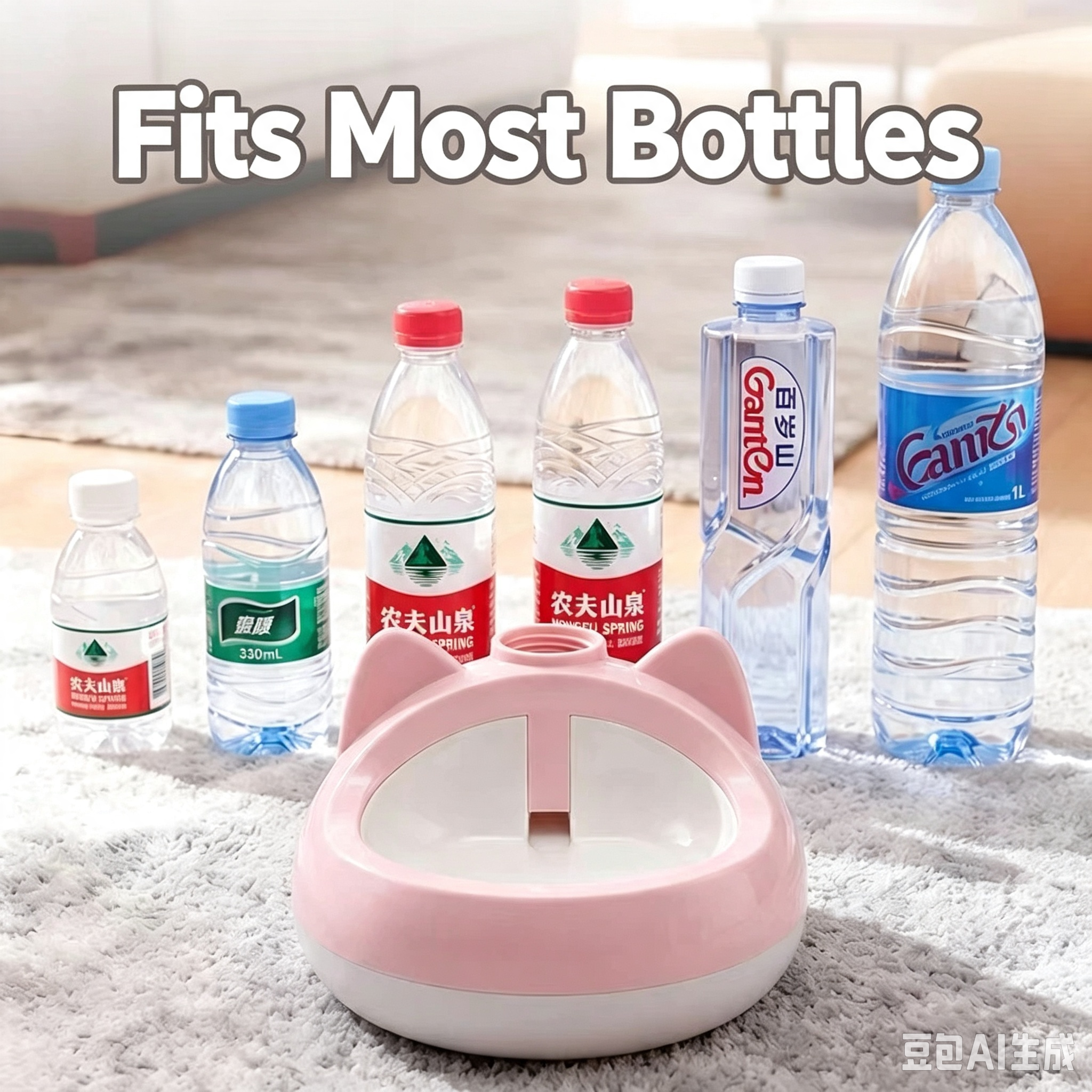 Cat-Ear Gravity Pet Water Dispenser with Weighted Base – 4 Colors