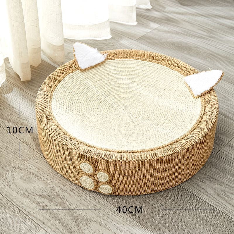 Plush Animal-Shaped Round Cat Scratcher Bed