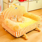 Cartoon Striped Pet Sofa Bed – 2 Colors, 3 Sizes
