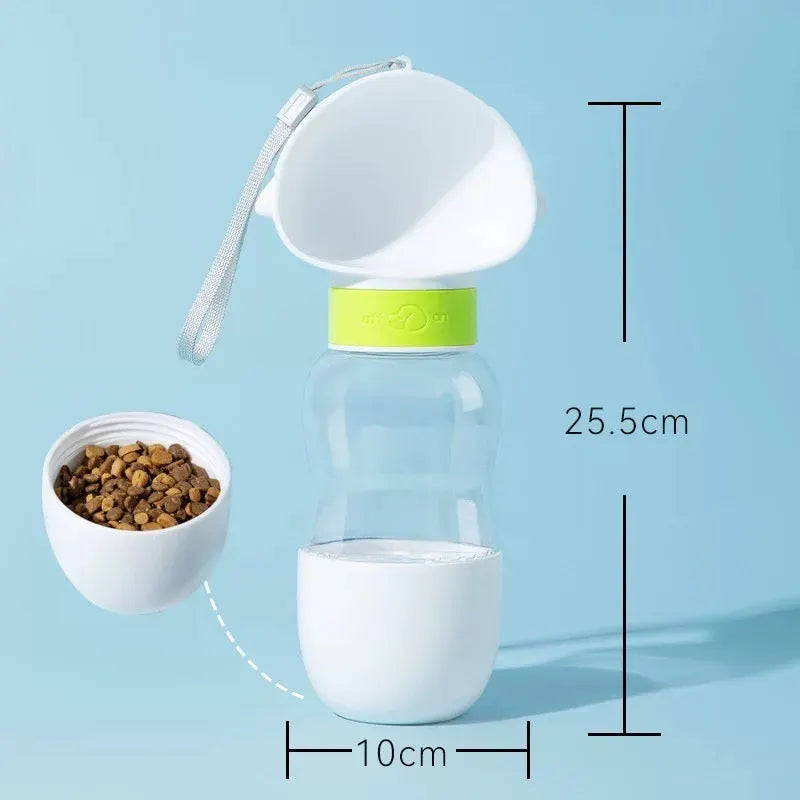 2-in-1 Travel Pet Water Bottle & Food Container – 12 + 7 oz