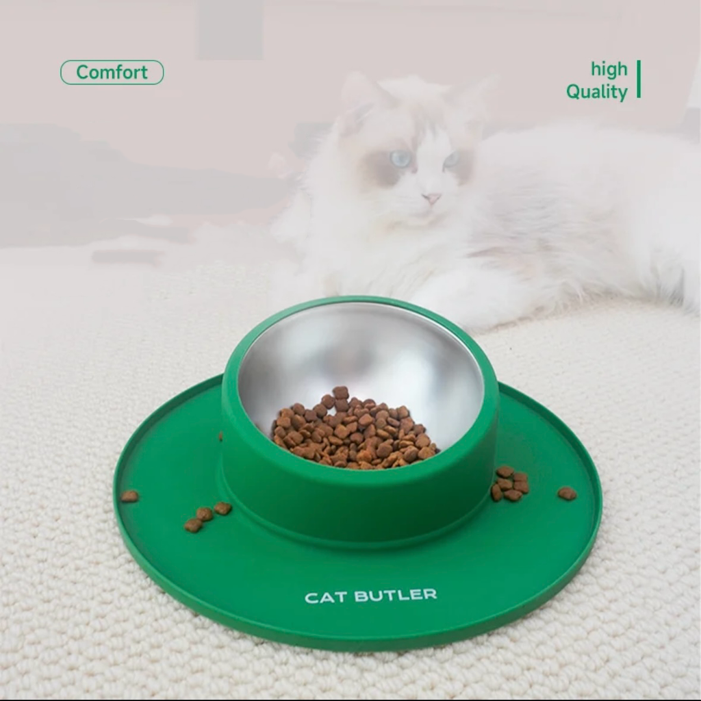 Anti-Rollover Cat Bowl Set