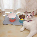 Colorful Raised Ceramic Cat Food Bowl – 4 Colors