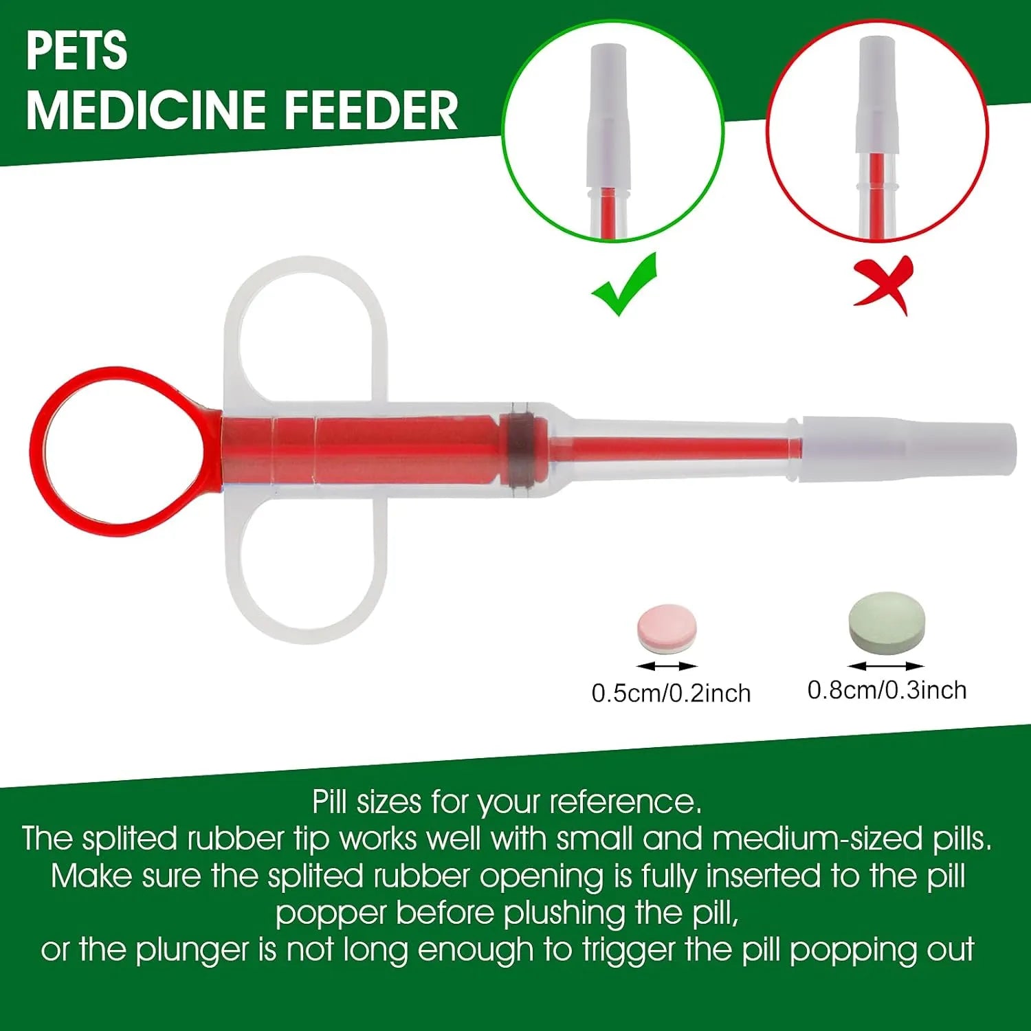 Pet Pill Dispenser Syringe for Cats, Dogs & Small Animals