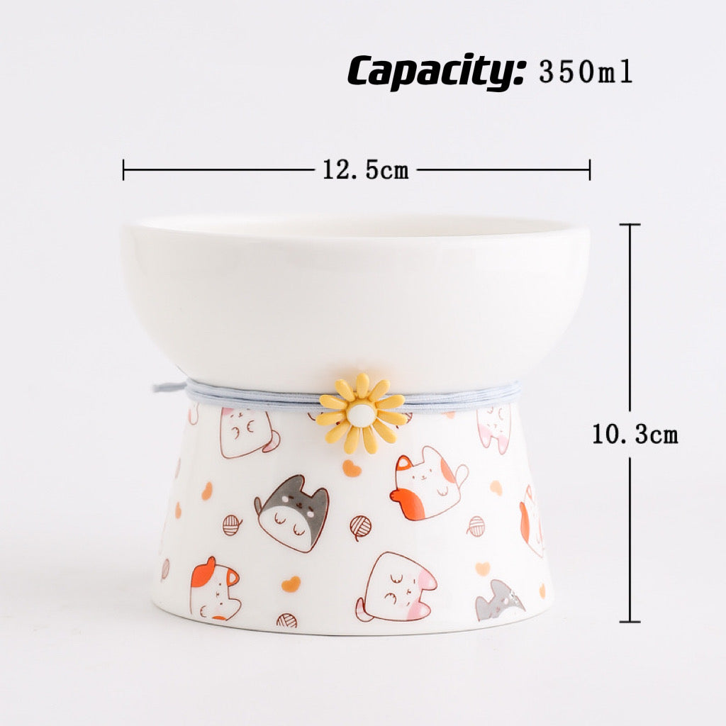 Cute Printed Raised Ceramic Cat Bowl – 4 Designs