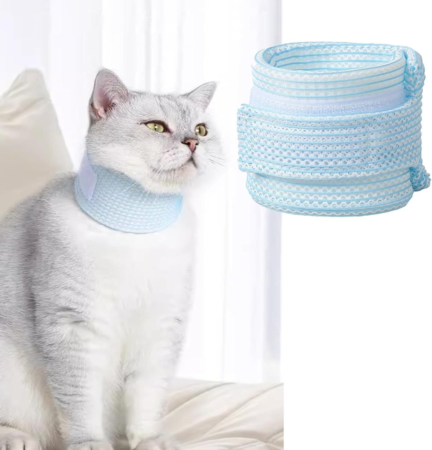 Breathable Adjustable Elizabethan Recovery Collar for Cats