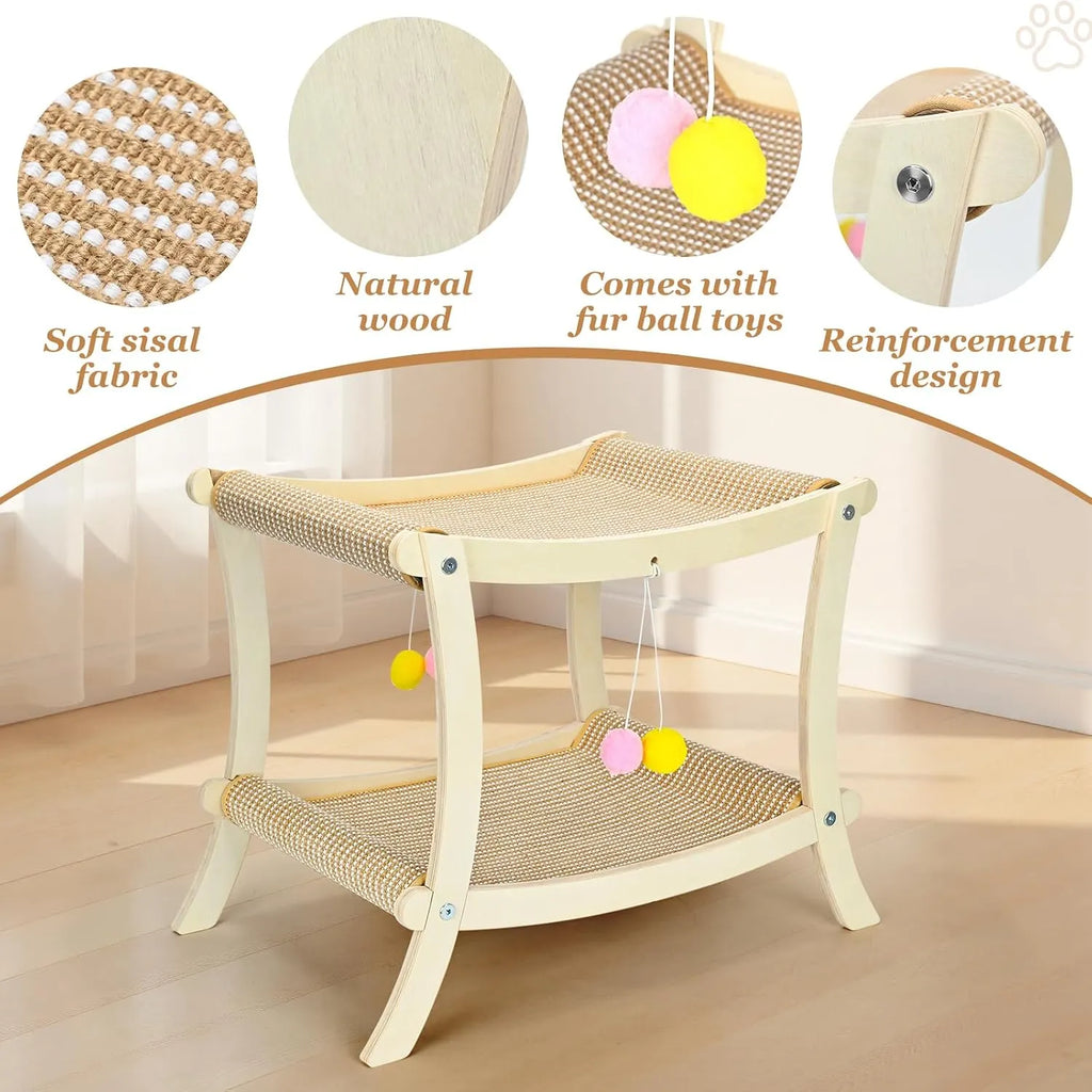 Double-Tier Cat Hammock & Scratcher with Hanging Toys – 2 Styles