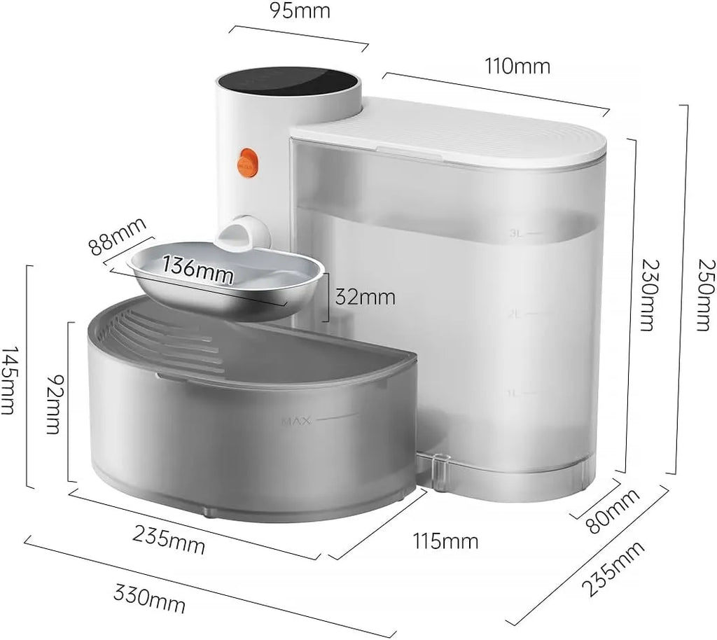 Heated Automatic Pet Water Dispenser with Stainless Steel Bowl