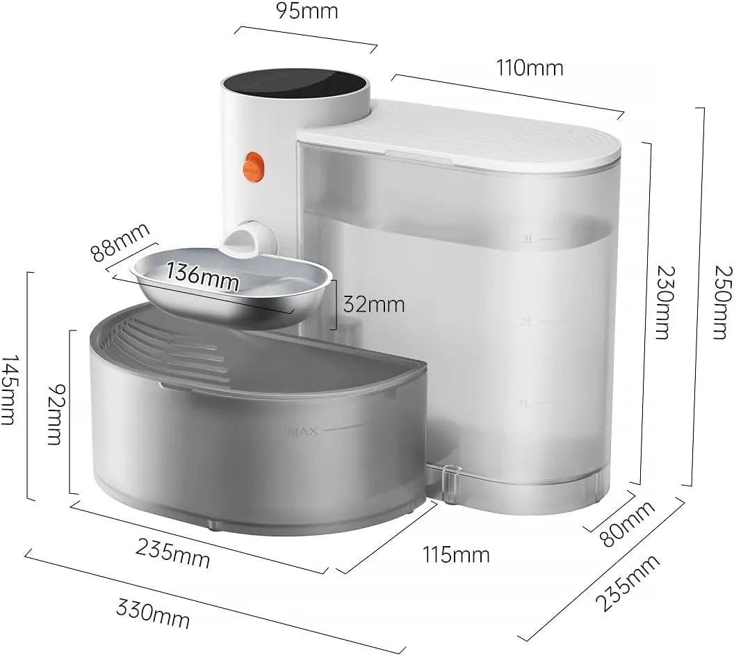 Heated Automatic Pet Water Dispenser with Stainless Steel Bowl