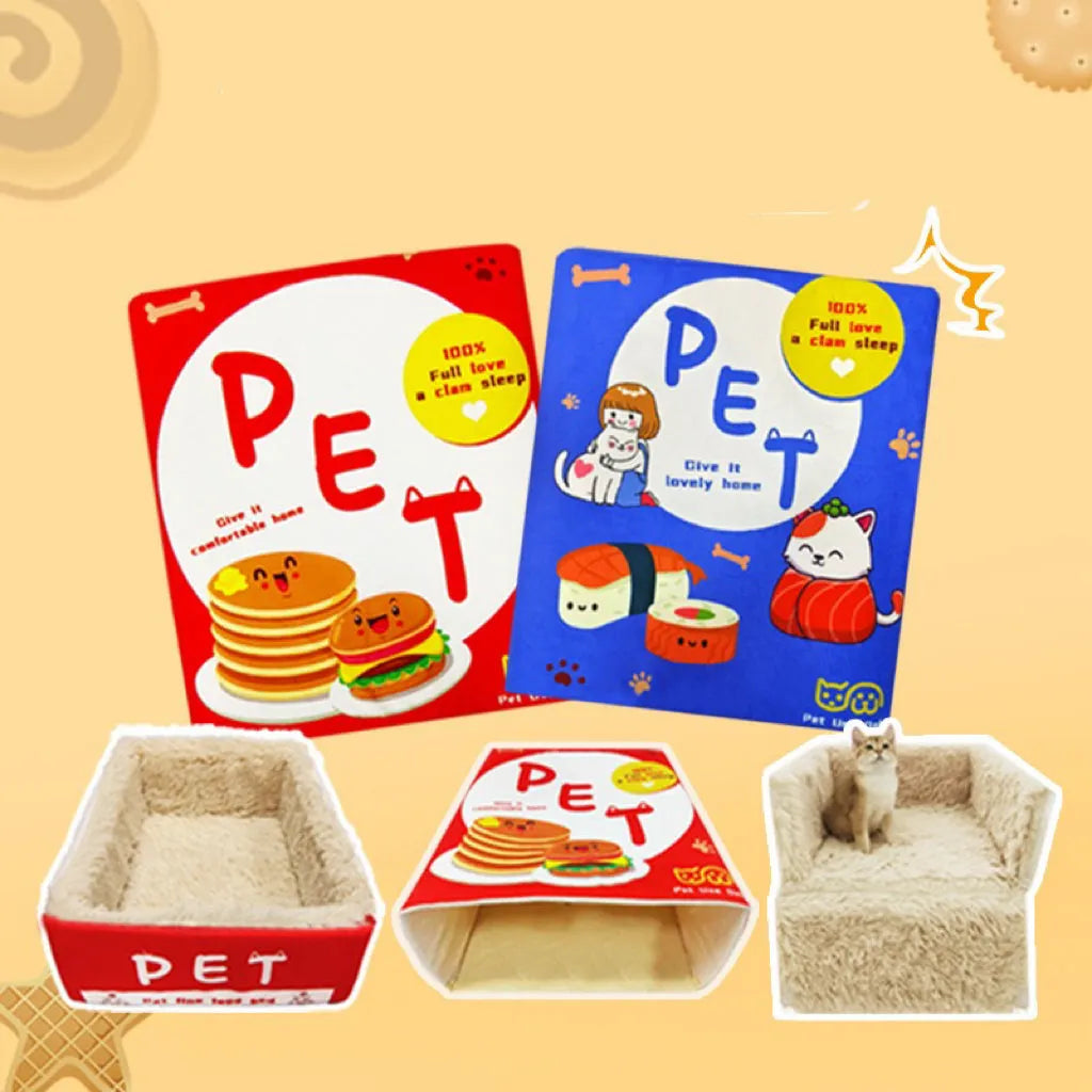 Covered Pet House Bed with Plush Interior – 2 Sizes, 2 Colors