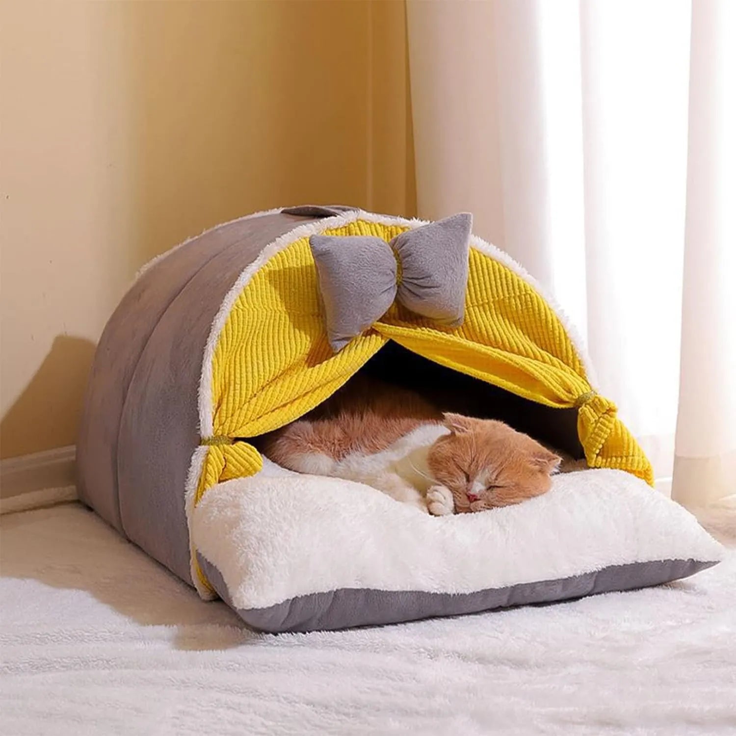 Washable Faux-Fabric Cat Cave Sleeping Bag