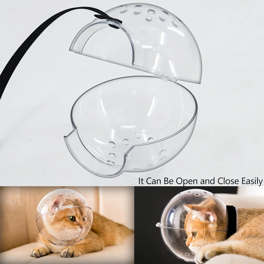 Transparent Breathable Cat Grooming Hood – M to XL