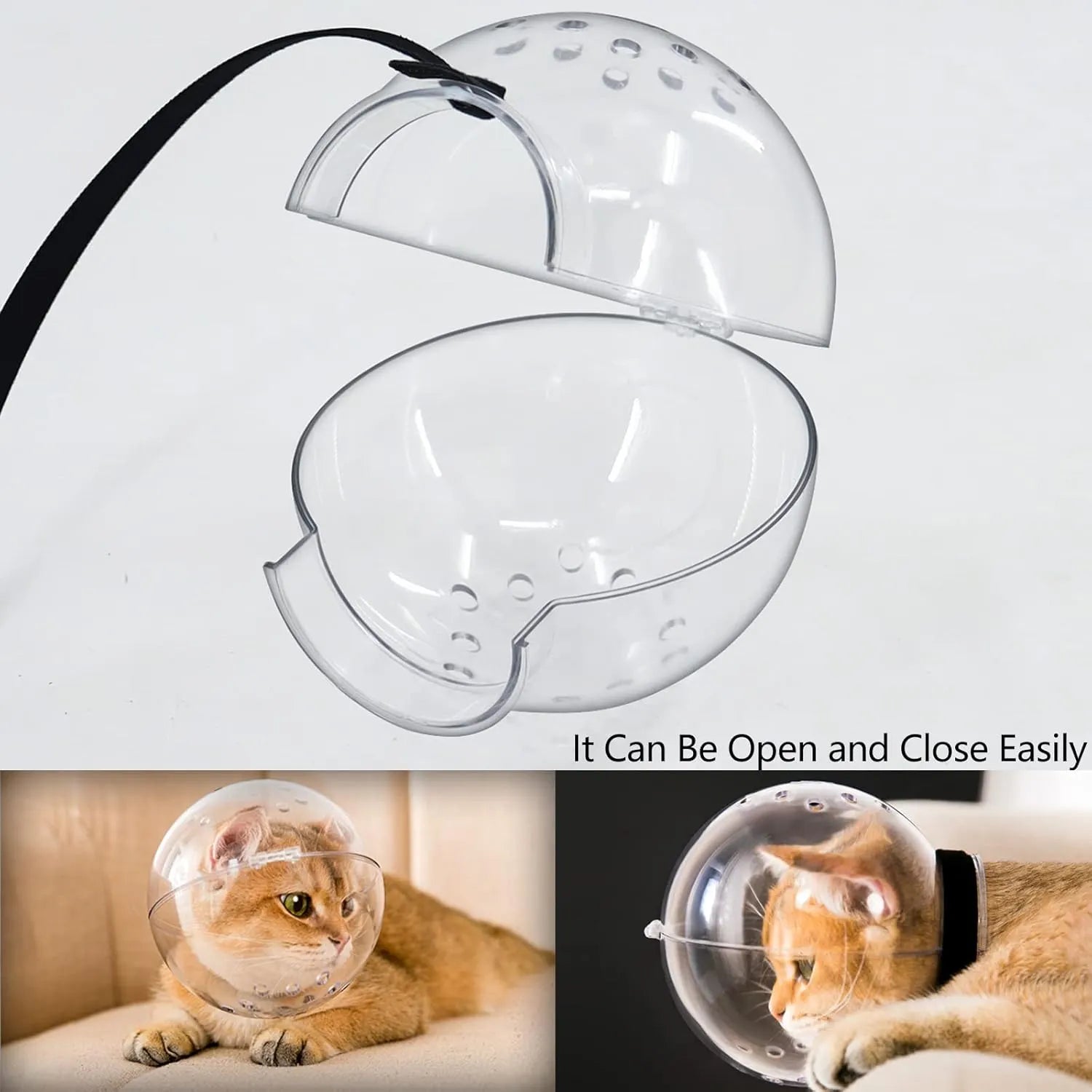 Transparent Breathable Cat Grooming Hood – M to XL