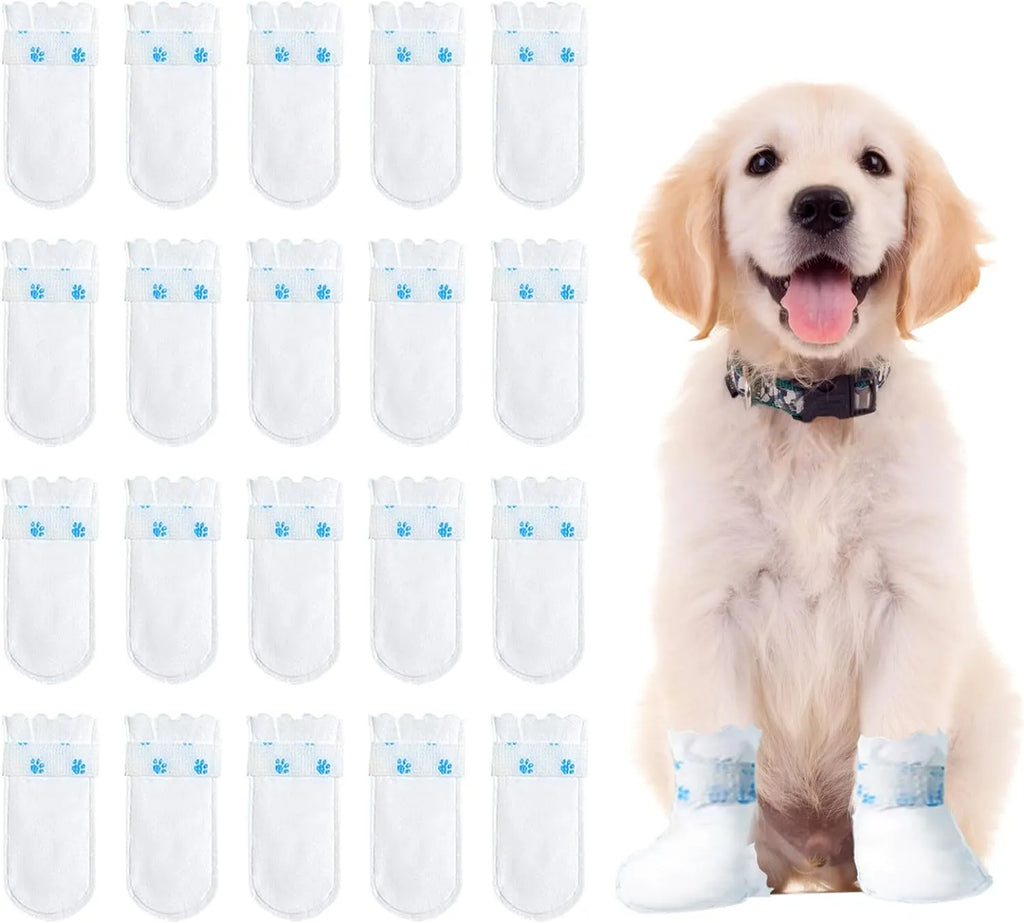Disposable Pet Paw Covers – 20 Pack, 2 Styles, 3 Sizes