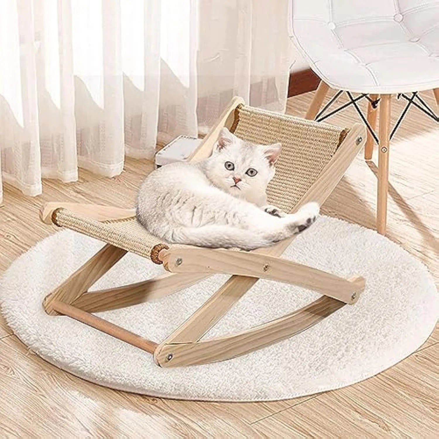 Adjustable Sisal Cat Lounge Chair with Teaser