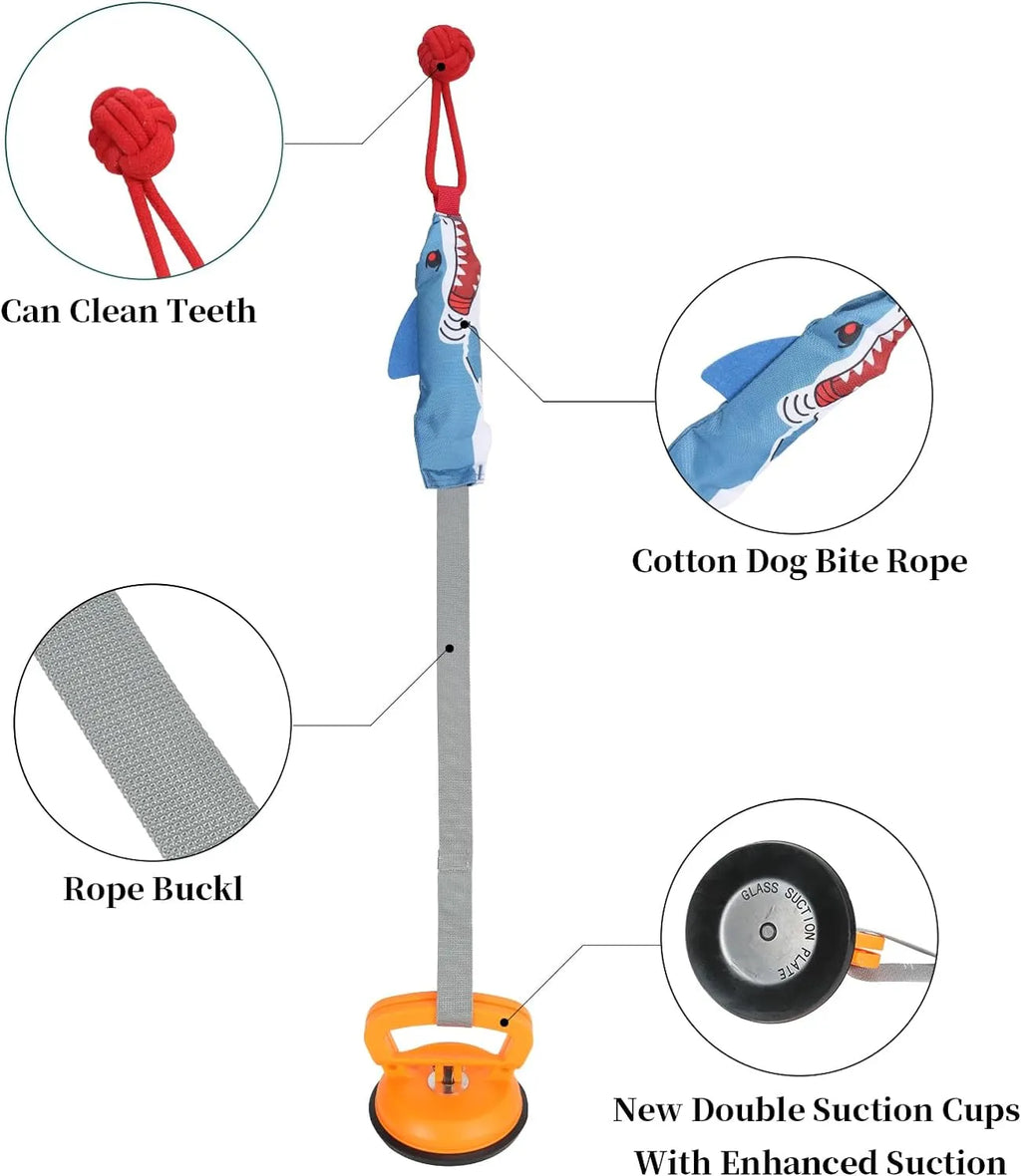 Dog Rope Tug Toy with Suction Cup or Handheld Grip