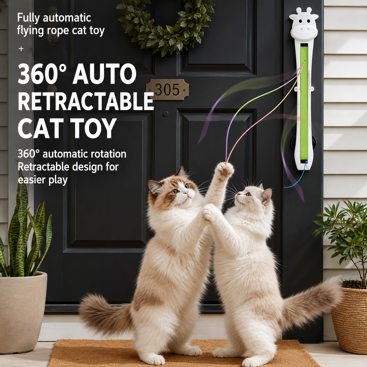 Wall-Mounted Automatic Retractable Rope Cat Toy – 1 or 2 Pack