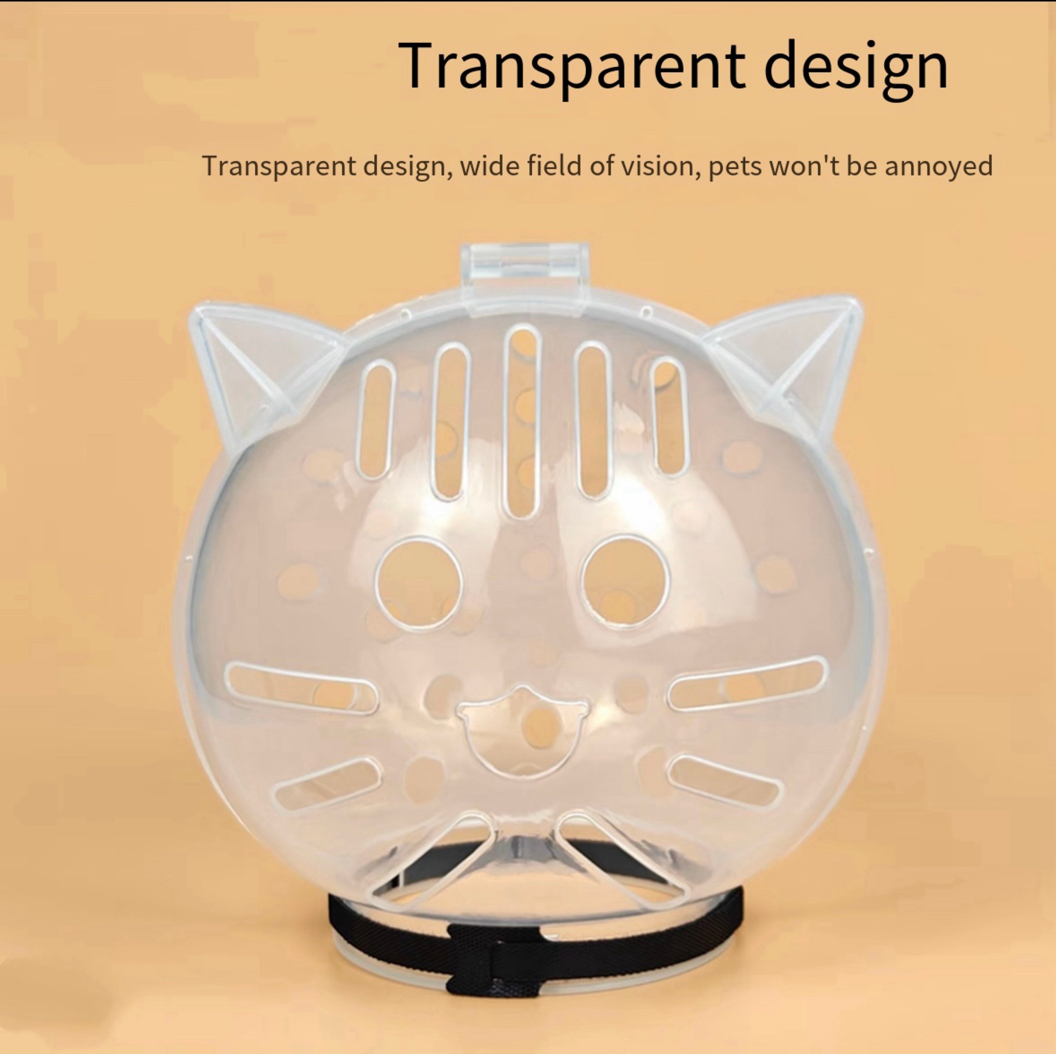 Transparent Breathable Cat Grooming Hood – M to XL