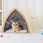 Tent-Shaped Cat House with Sisal Scratcher