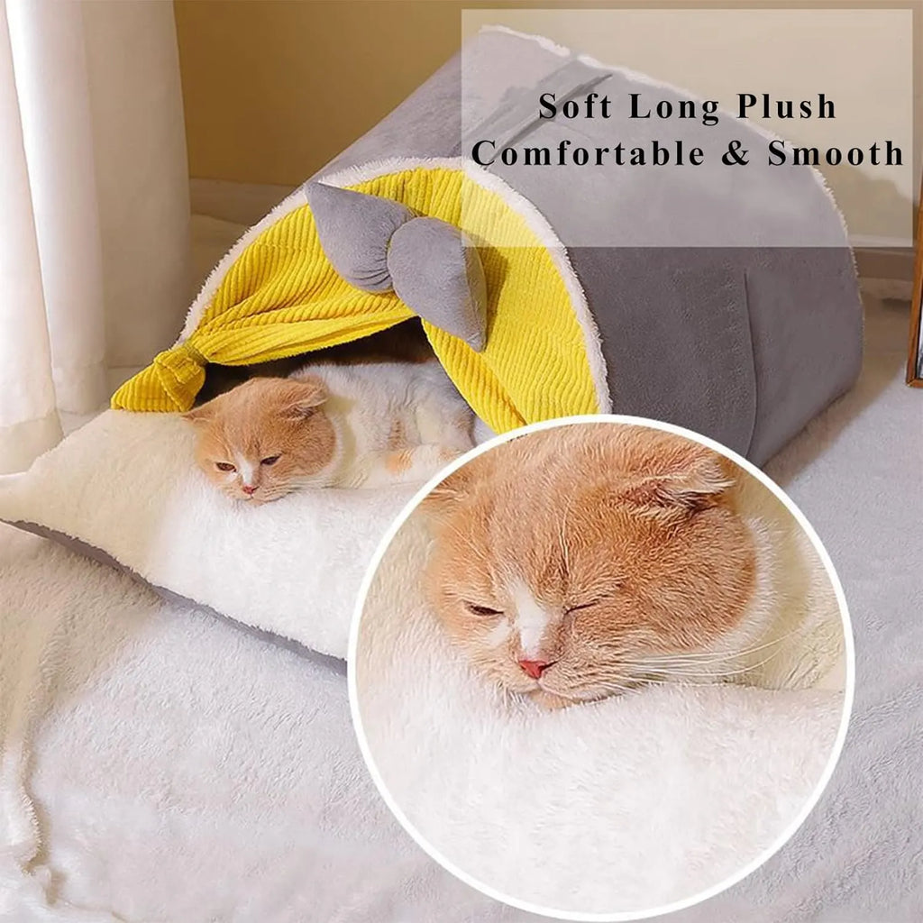 Washable Faux-Fabric Cat Cave Sleeping Bag