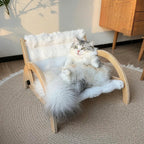 Adjustable Wooden Cat Scratcher Lounge with Sisal Mat