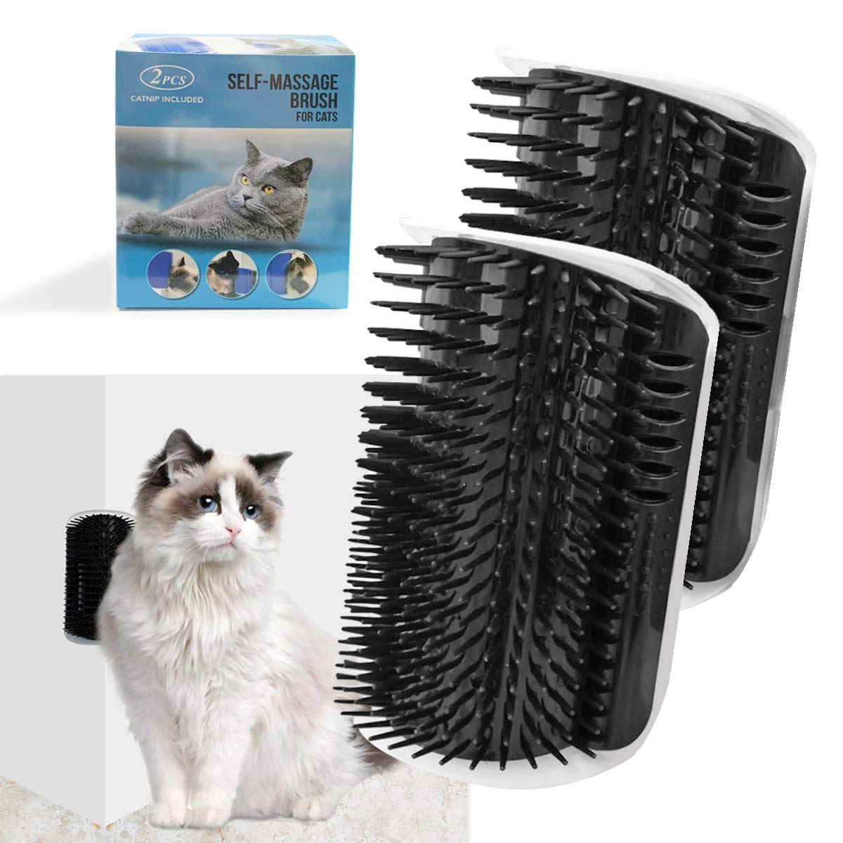 Wall-Corner Self-Grooming Brush for Cats – Single or 3-Color Set