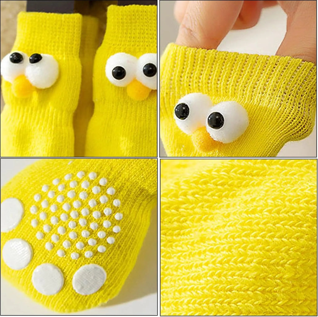 Non-Slip Dog Socks – 4-Piece Set, 8 Styles, 3 Sizes