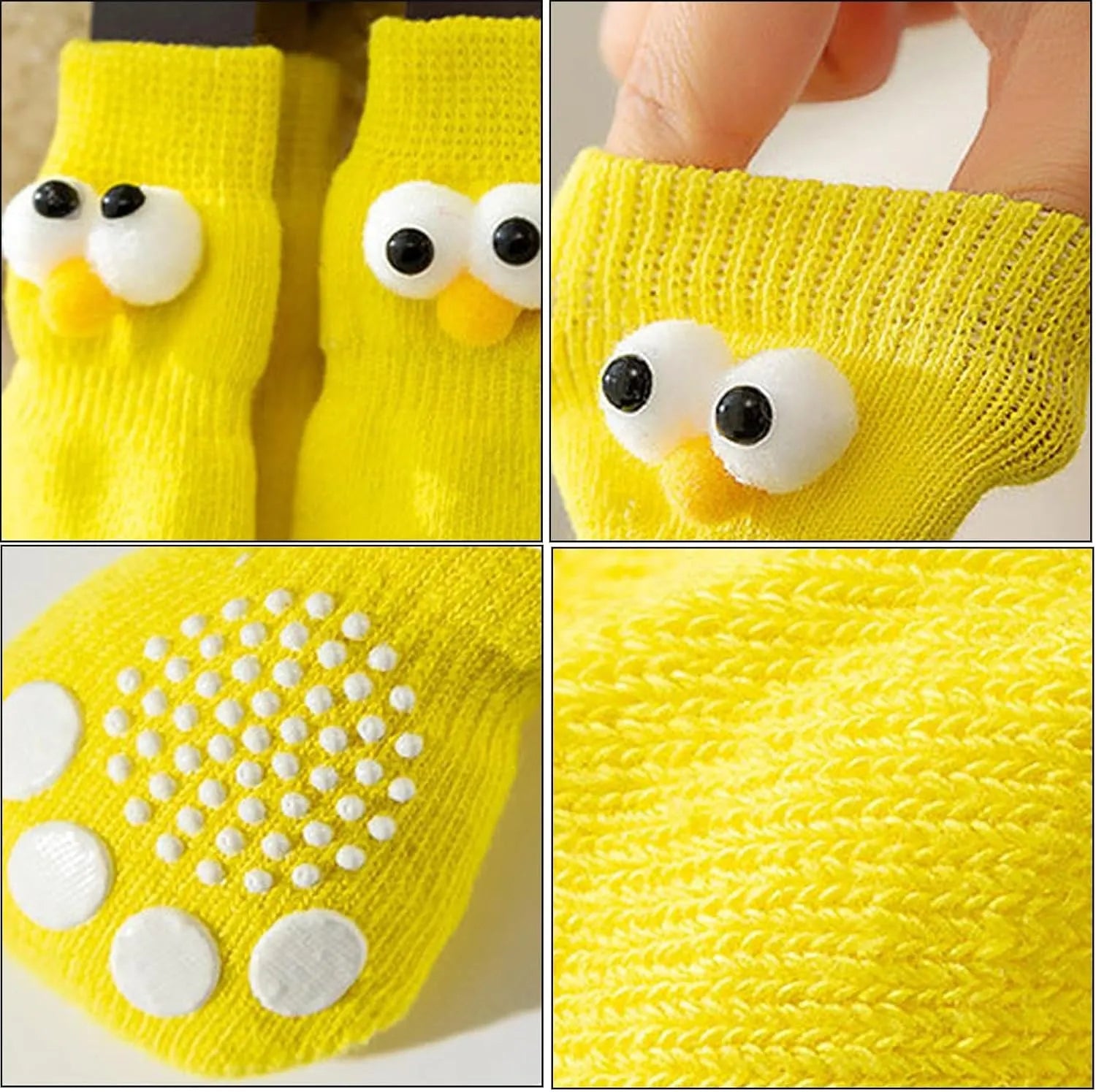 Non-Slip Dog Socks – 4-Piece Set, 8 Styles, 3 Sizes