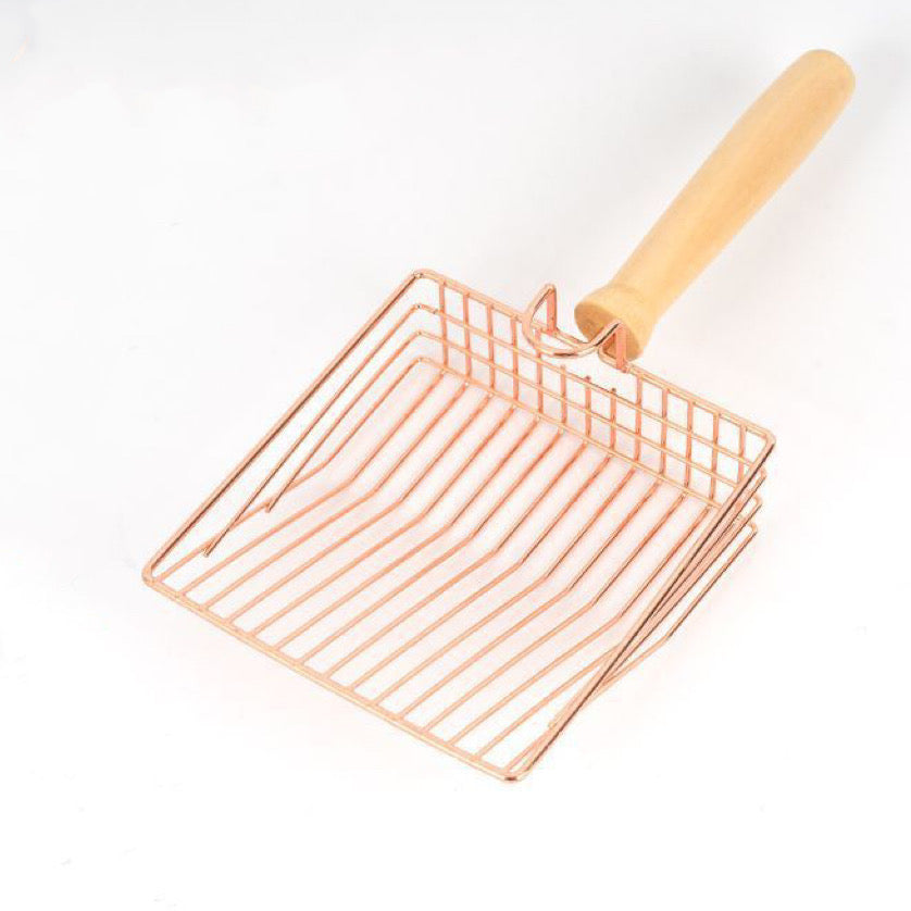 Large Wire Cat Litter Scoop with Wooden Handle – Color & Bag Options