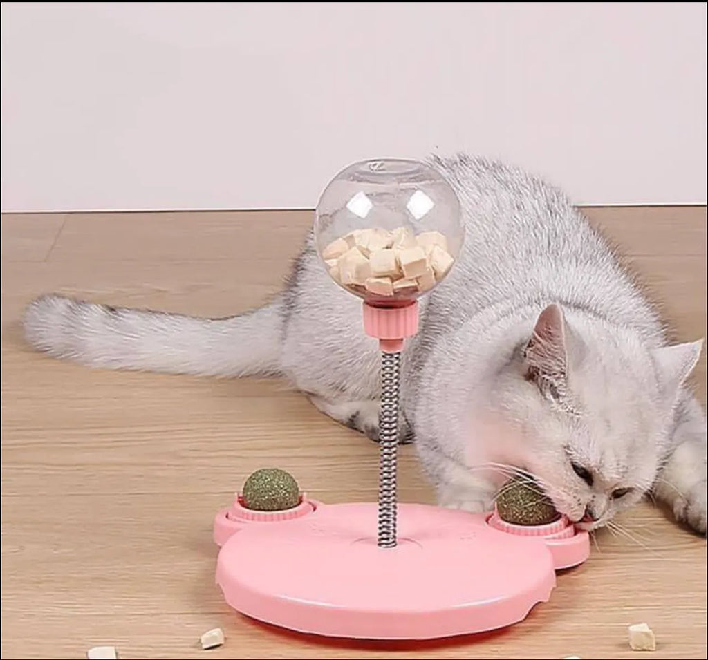 Spring Treat Dispenser Cat Toy with Catnip Balls – 2 Colors