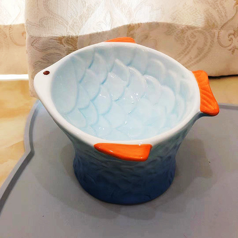 Colorful Raised Ceramic Cat Food Bowl – 4 Colors