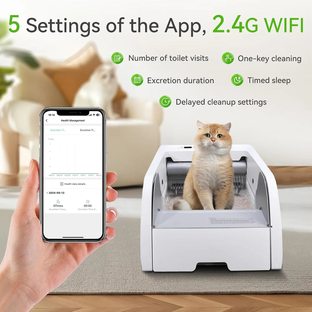 Smart Automatic Self-Cleaning Cat Litter Box with App Control