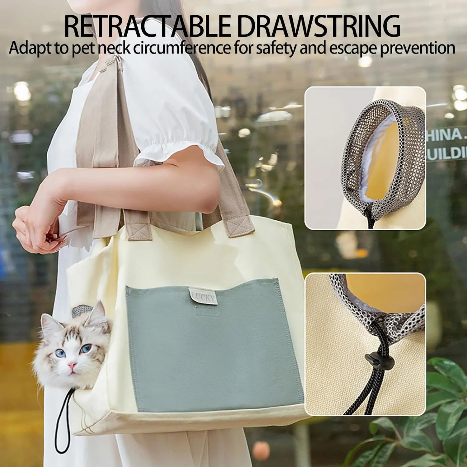 Soft-Sided Pet Carrier Tote with Head Opening