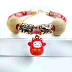 Japanese-Style Cat Collar with Lucky Cat Bell – 4 Designs